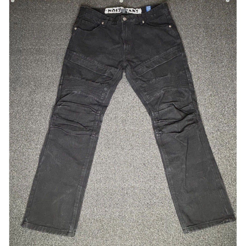 NOIZ Jeans Y2K Black Ribbed Faded Baggy‎ Skateboard 36x32